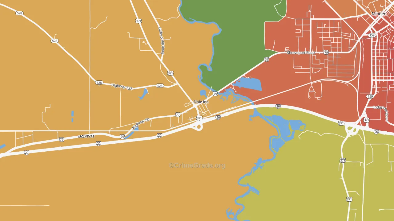 Dixie Inn, LA Map of Burglary Rates