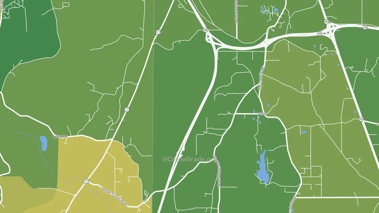Dixie, MS Map of Burglary Rates