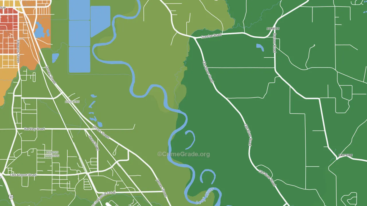 Dixie Pine, MS Map of Burglary Rates