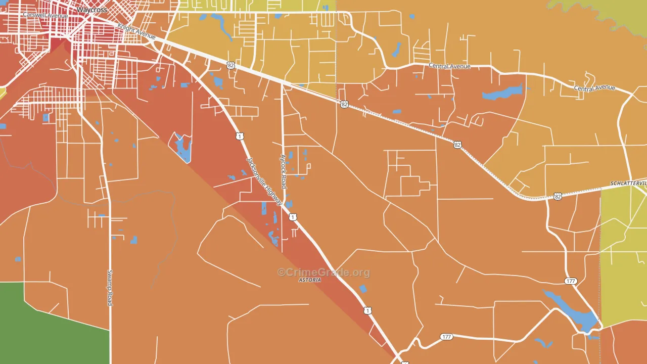 Dixie Union, GA Map of Burglary Rates