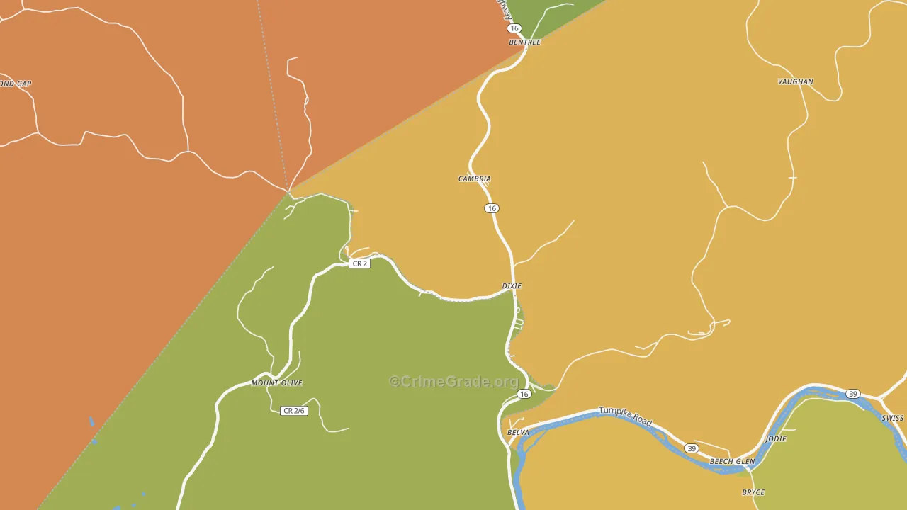 Dixie, WV Map of Burglary Rates
