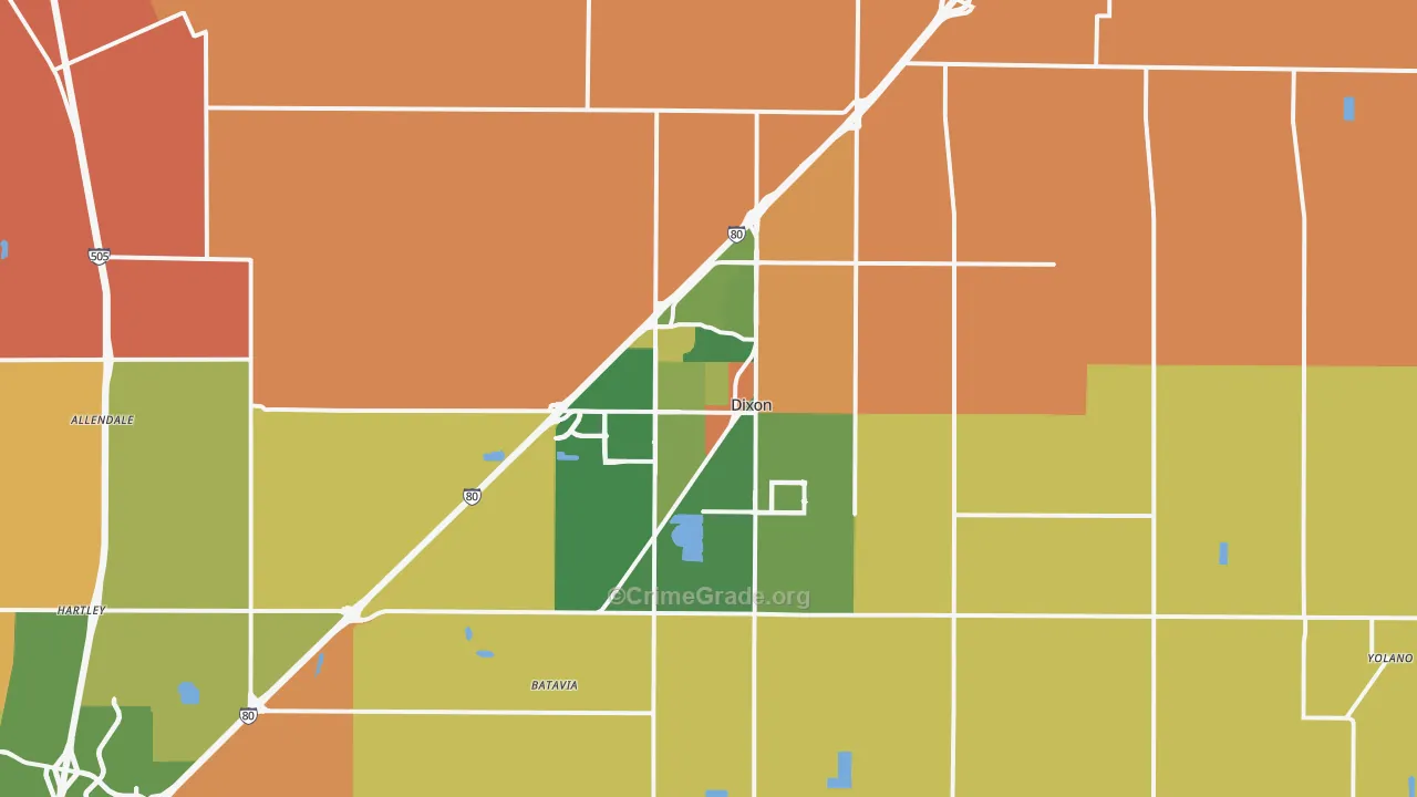 Dixon, CA Map of Burglary Rates