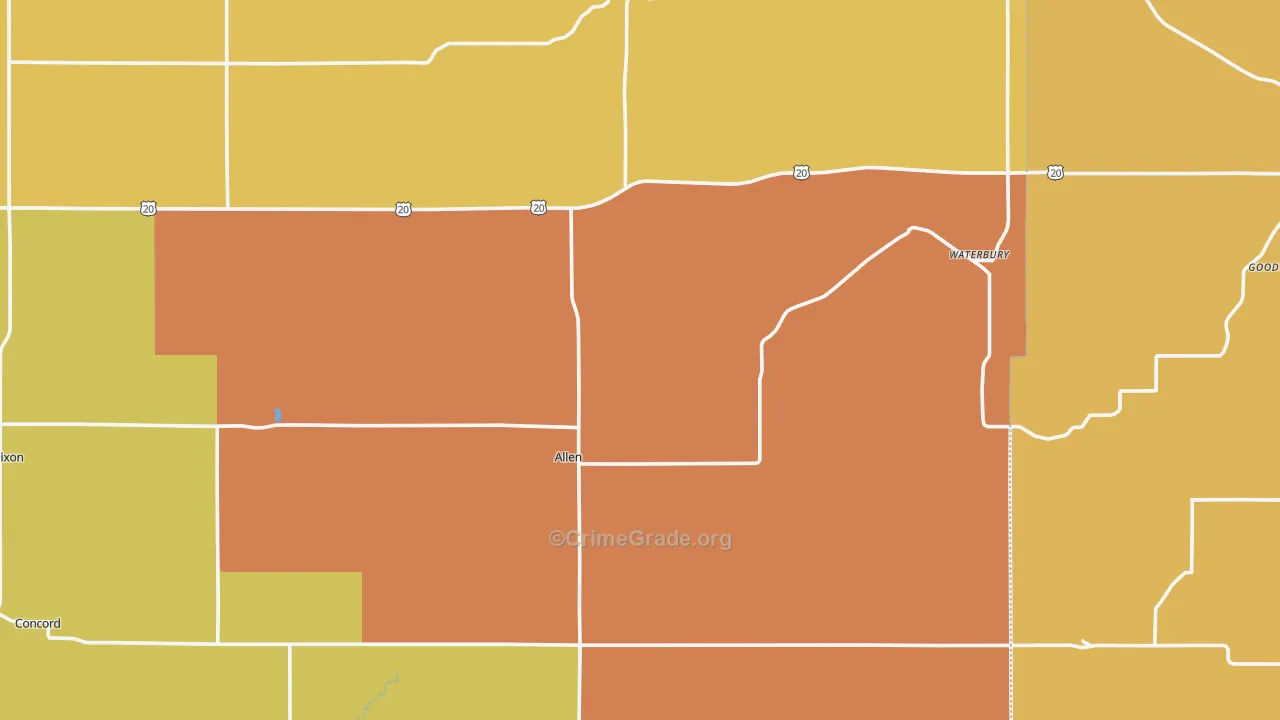Dixon County, NE Map of Burglary Rates