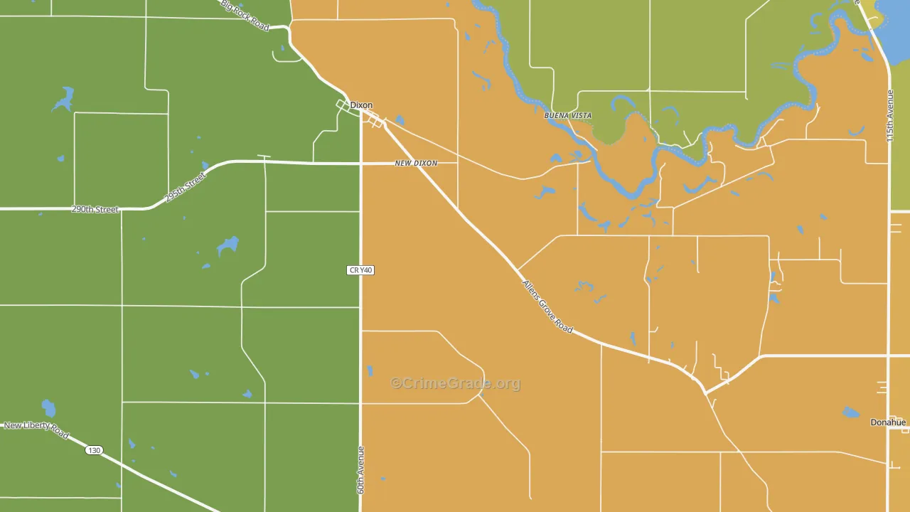 Dixon, IA Map of Burglary Rates