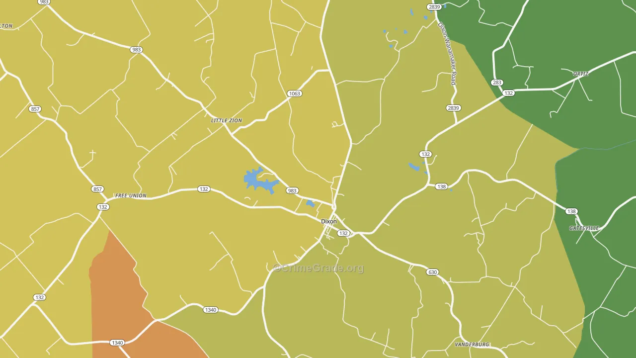 Dixon, KY Map of Burglary Rates