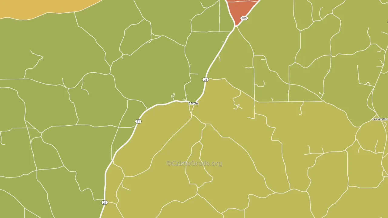 Dixon, MS Map of Burglary Rates