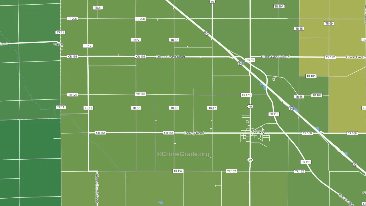 Dixon, OH Map of Burglary Rates