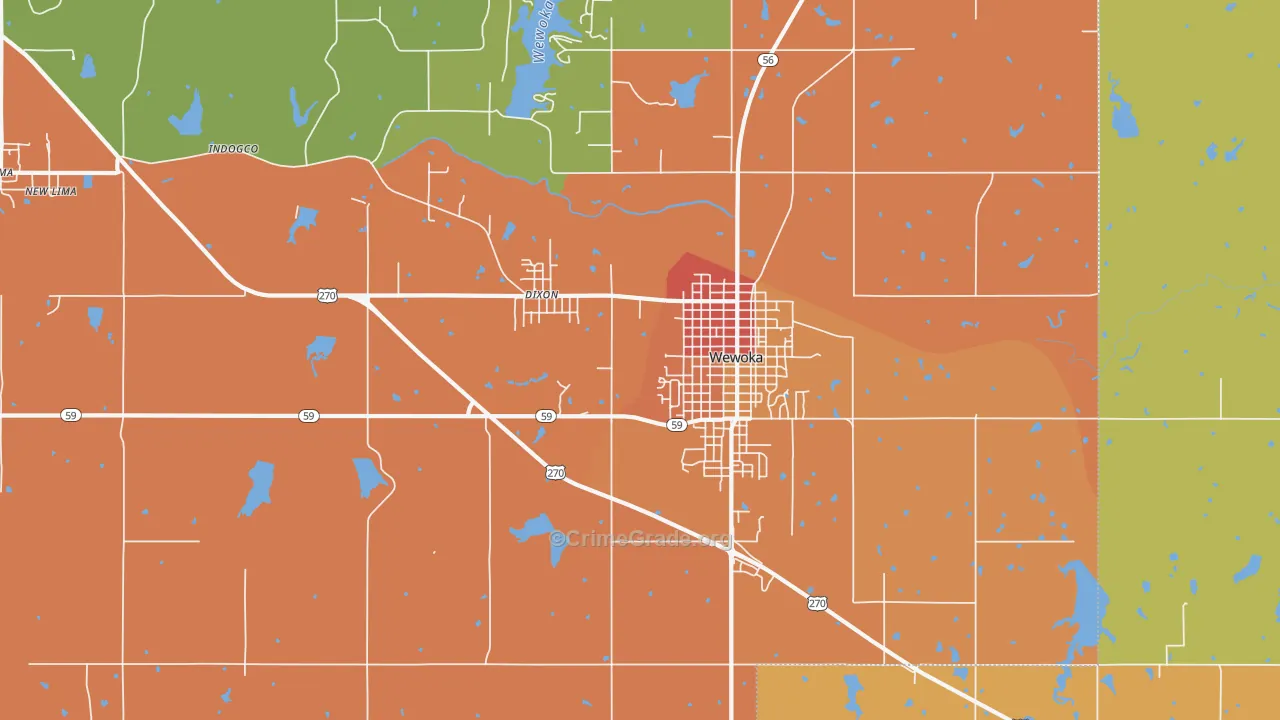 Dixon, OK Map of Burglary Rates