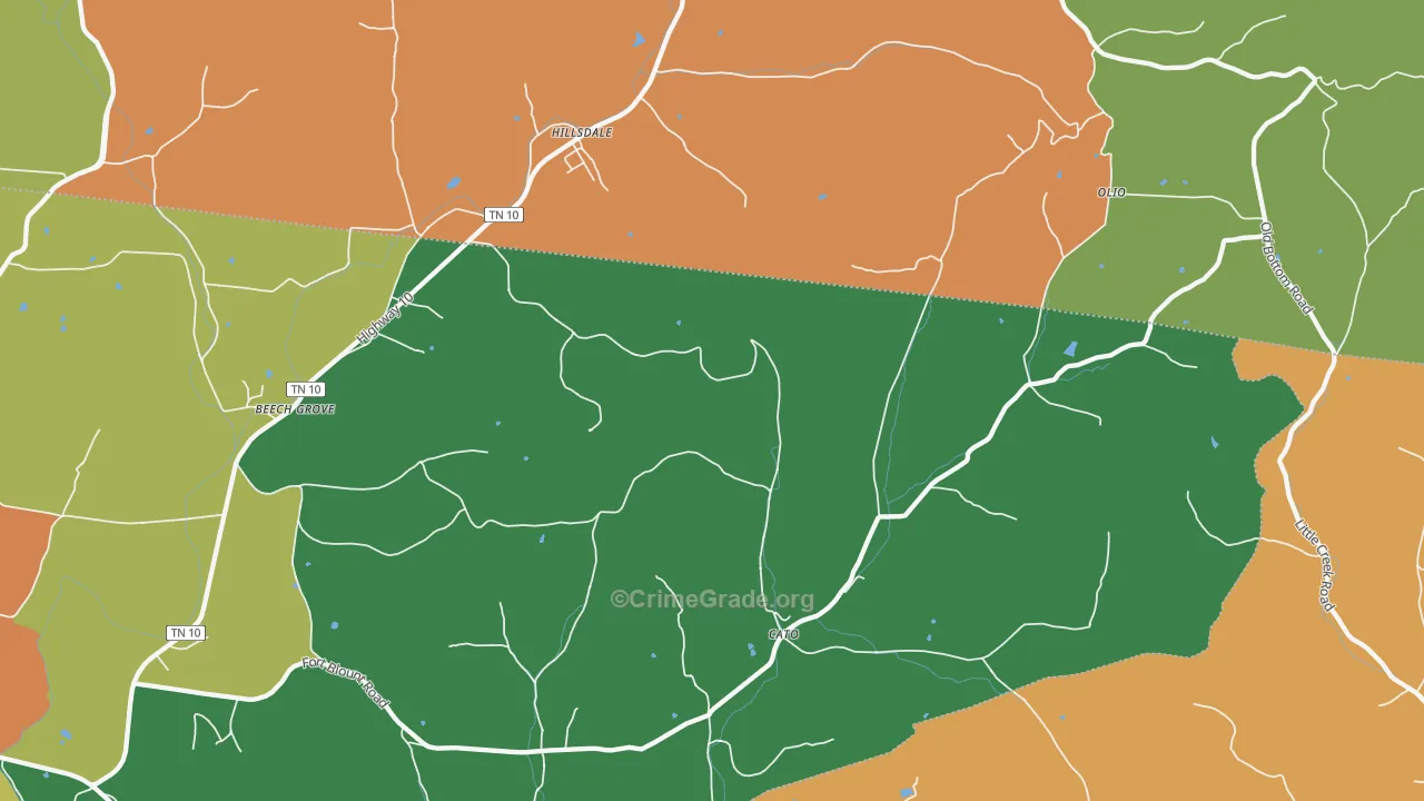 Dixon Springs, TN Map of Burglary Rates
