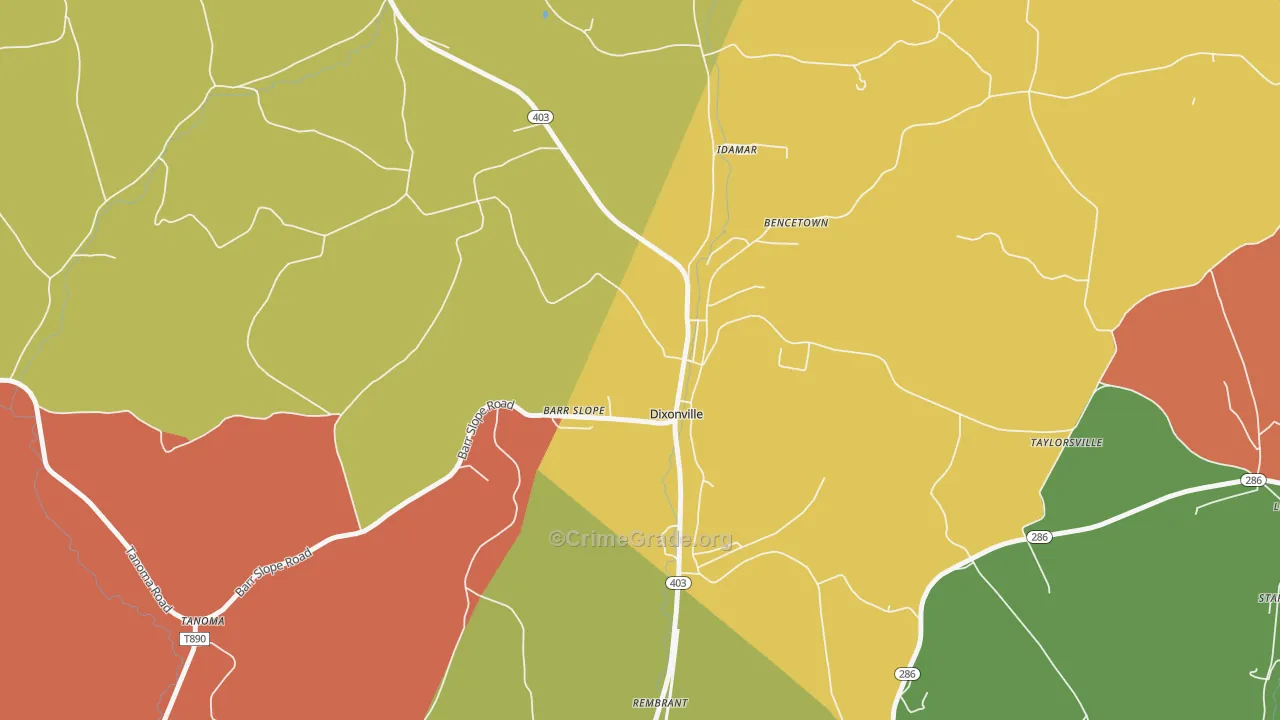 Dixonville, PA Map of Burglary Rates