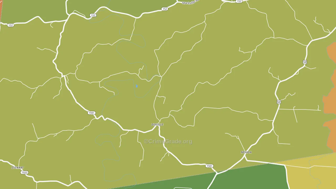 Dixville, KY Map of Burglary Rates