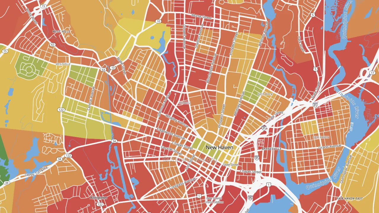 Dixwell, New Haven, CT Map of Burglary Rates