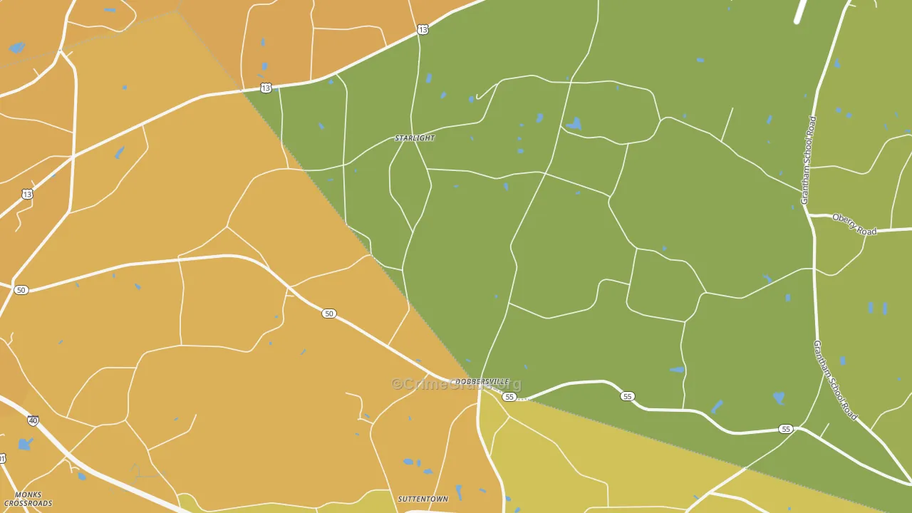 Dobbersville, NC Map of Burglary Rates