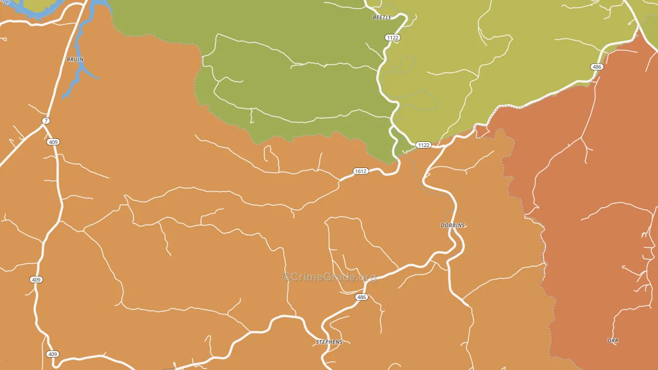 Dobbins, KY Map of Burglary Rates