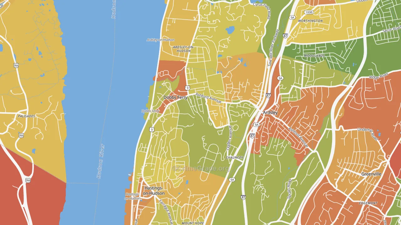Dobbs Ferry, NY Map of Burglary Rates