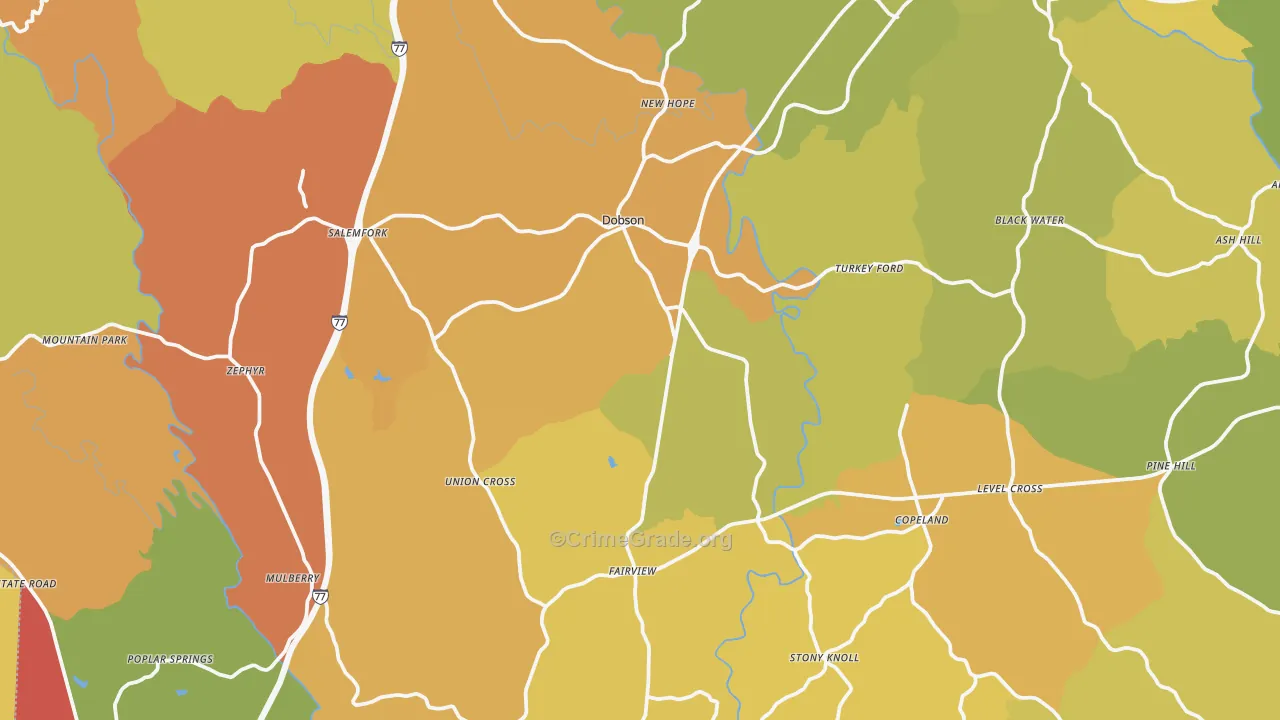 Dobson, NC Map of Burglary Rates