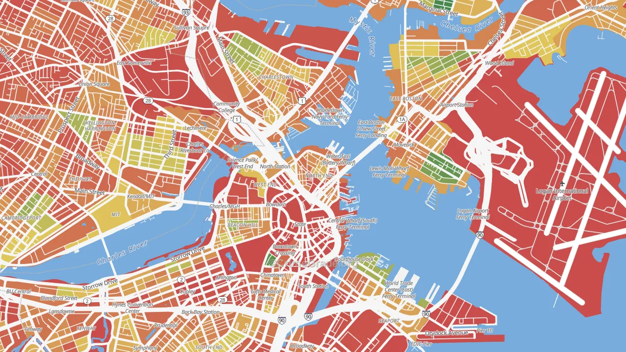 Dock Square, Boston, MA Map of Burglary Rates