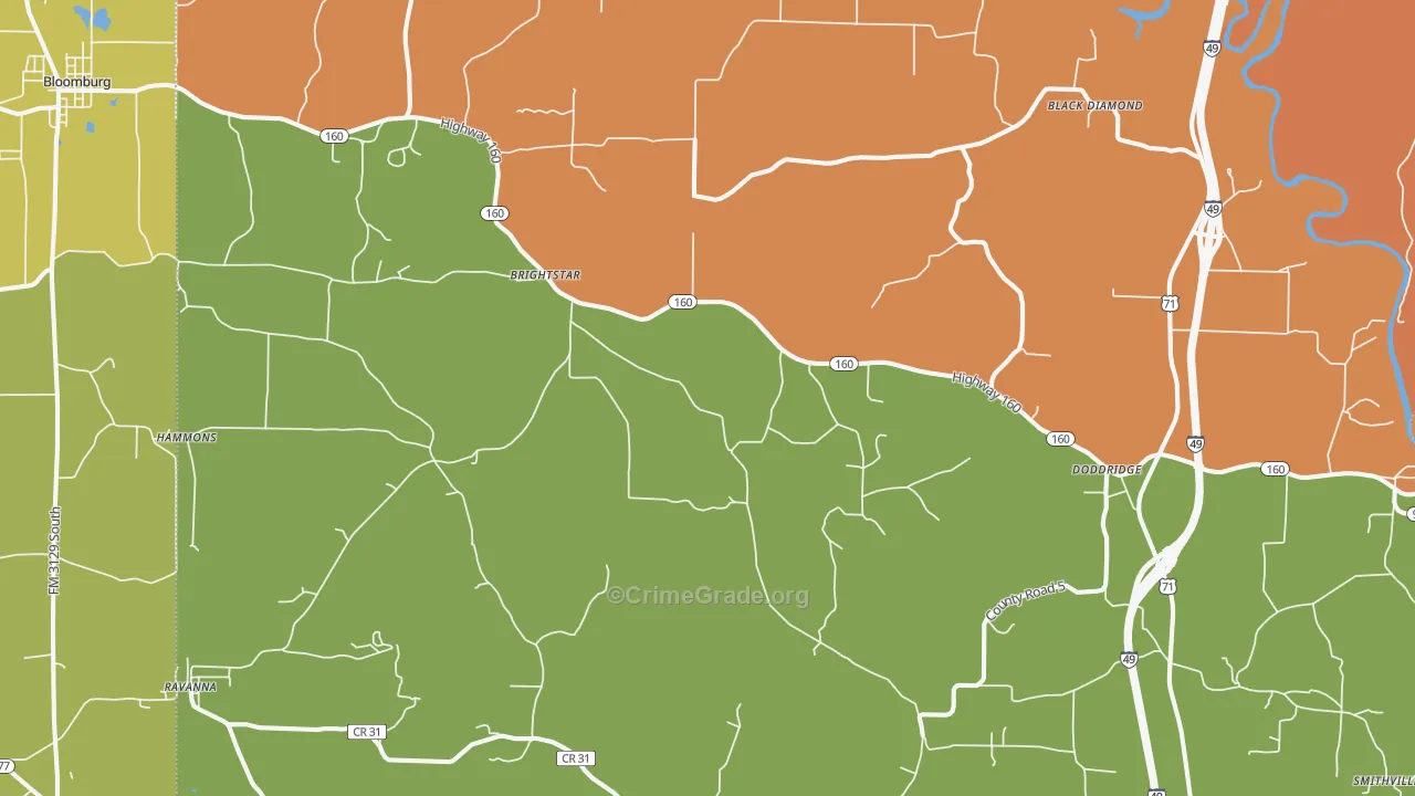 Doddridge, AR Map of Burglary Rates