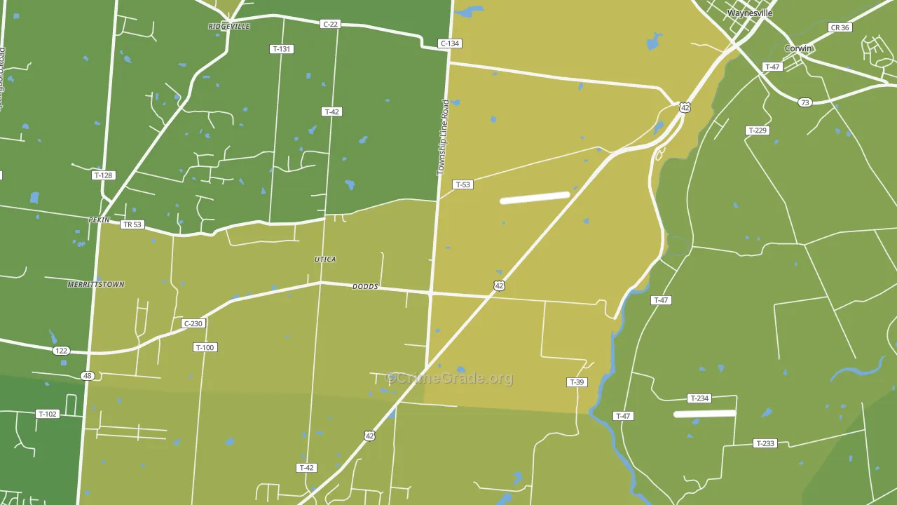 Dodds, OH Map of Burglary Rates