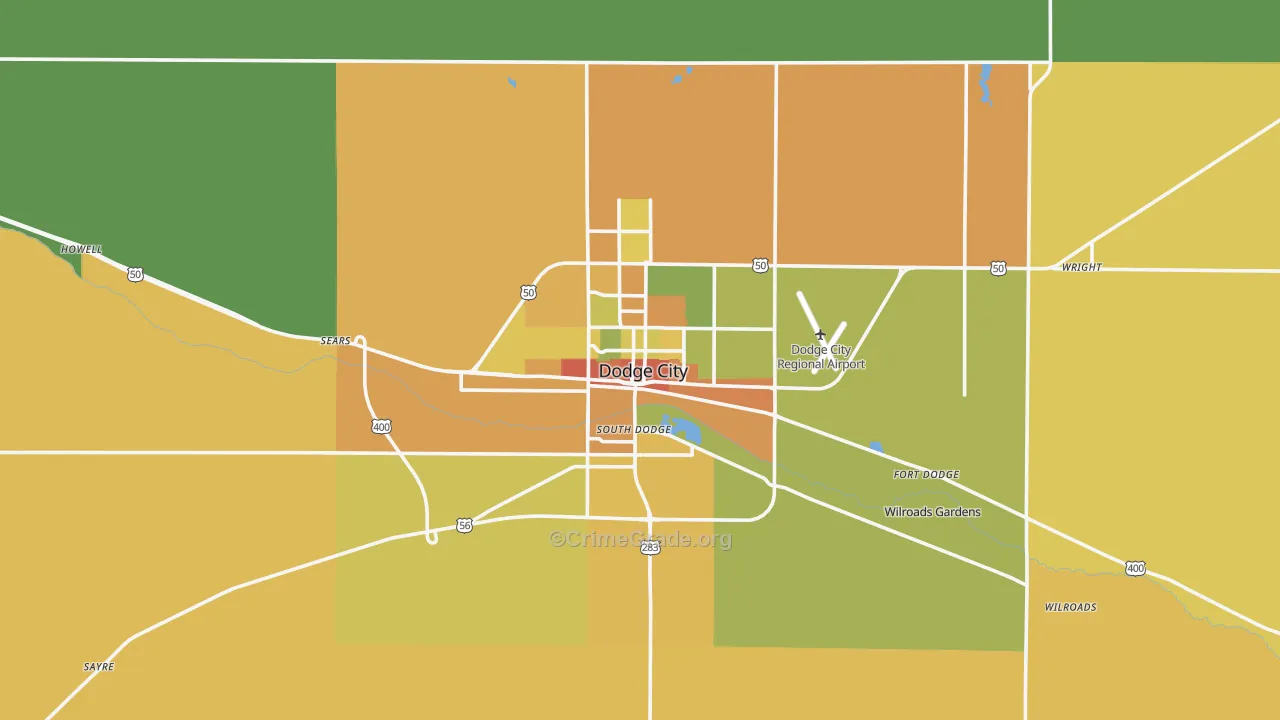 Dodge City, KS Map of Burglary Rates