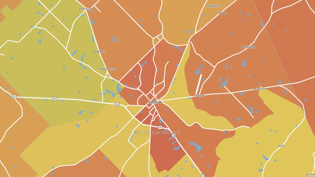 Dodge County, GA Map of Burglary Rates