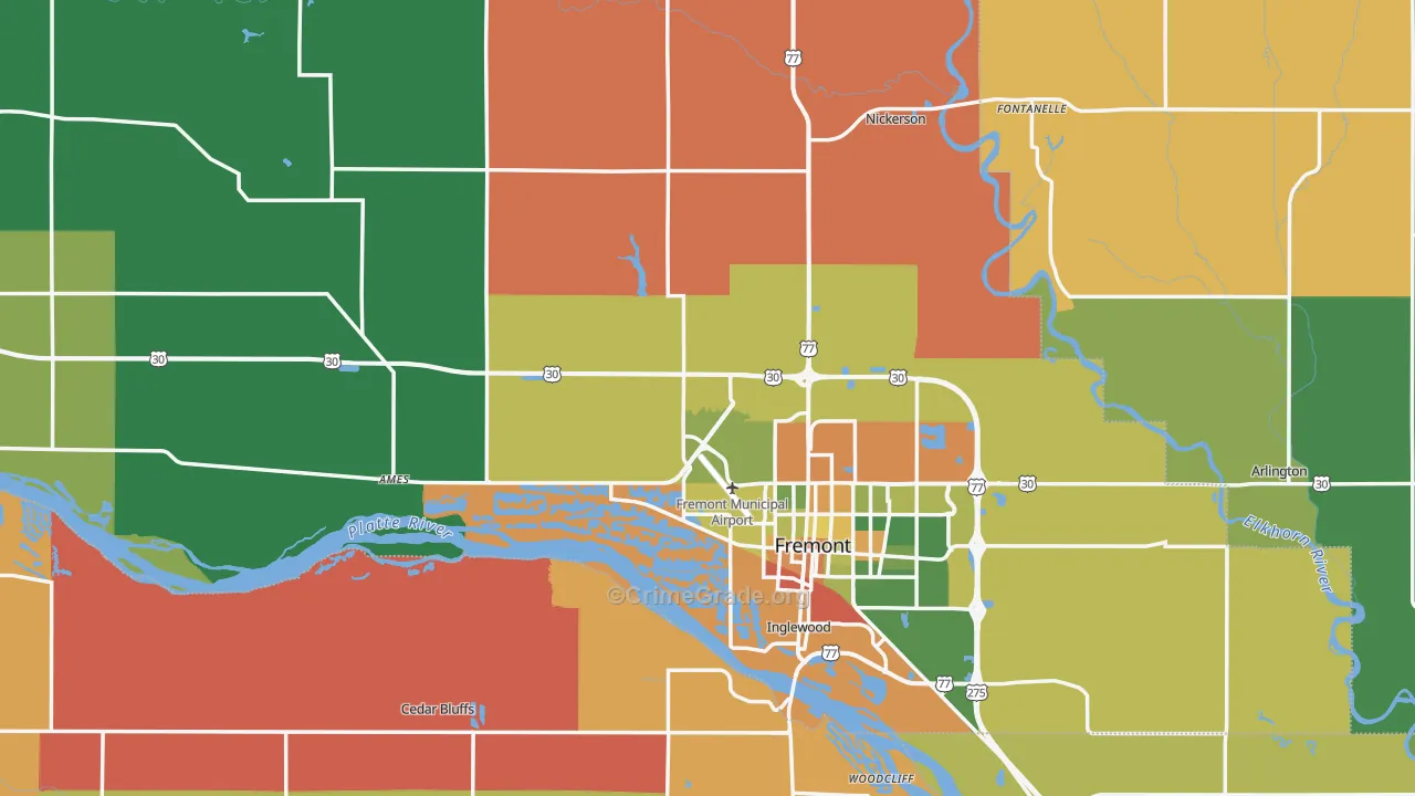 Dodge County, NE Map of Burglary Rates