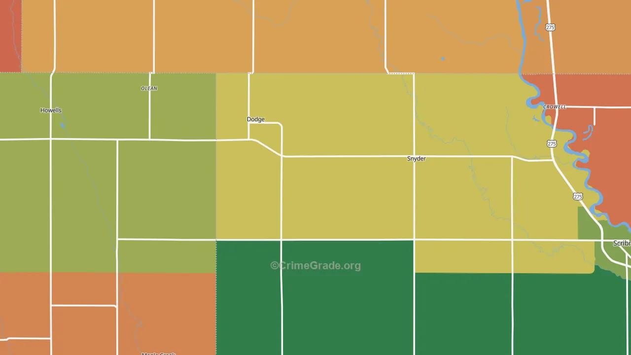 Dodge, NE Map of Burglary Rates