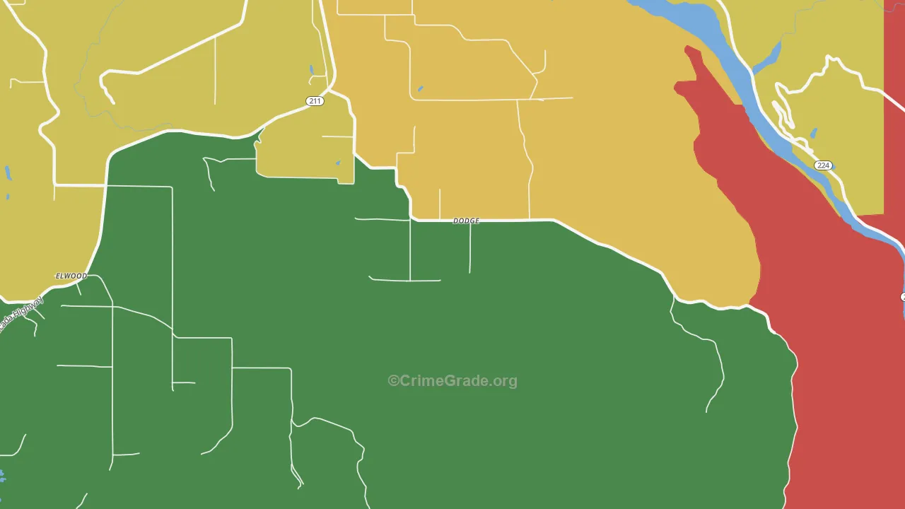 Dodge, OR Map of Burglary Rates