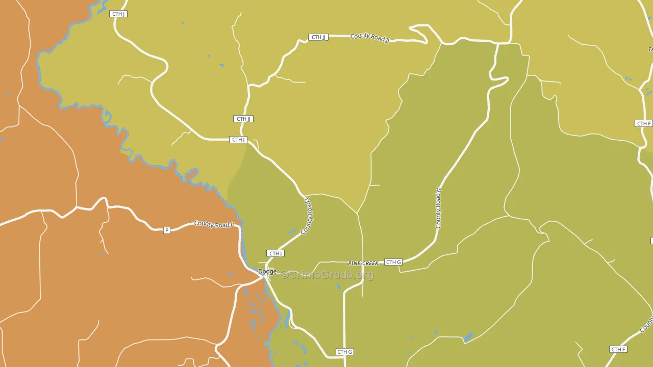 Dodge, WI Map of Burglary Rates