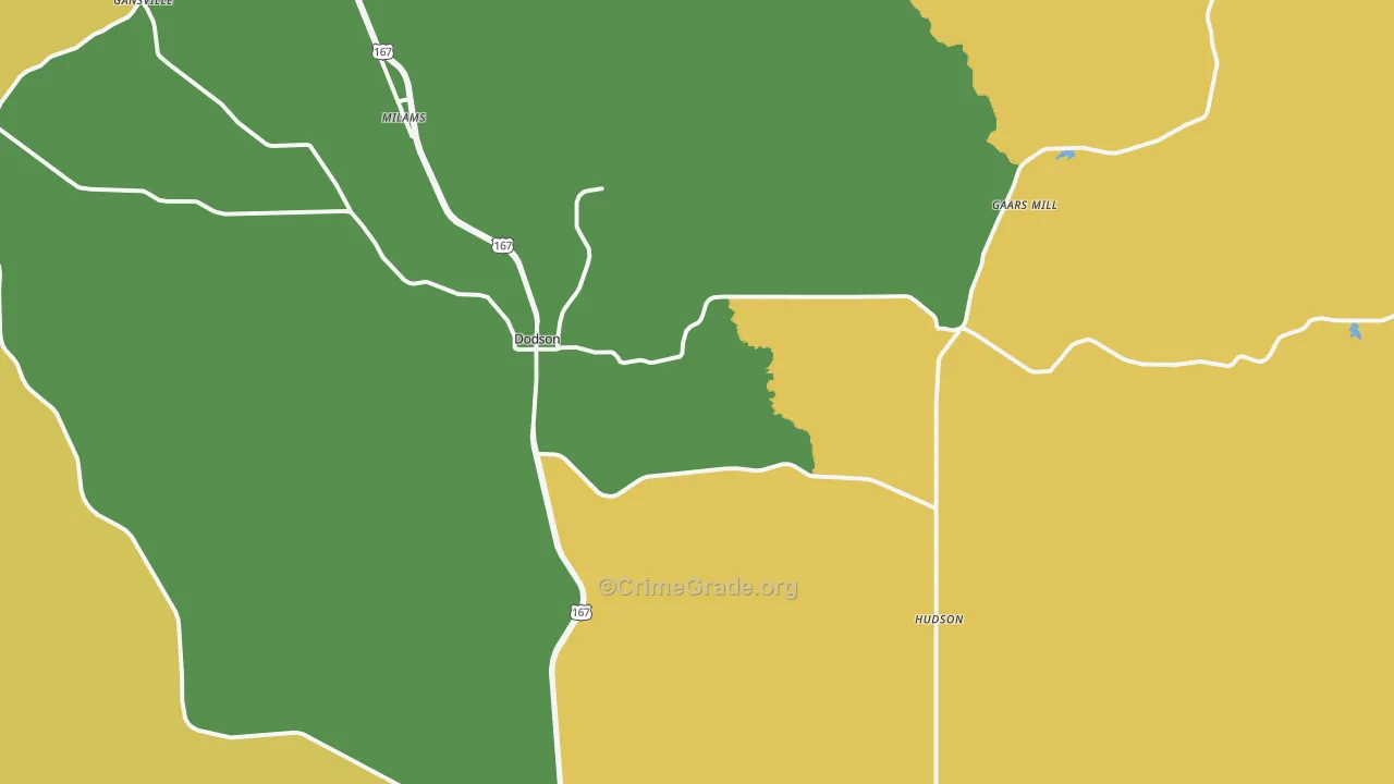 Dodson, LA Map of Burglary Rates