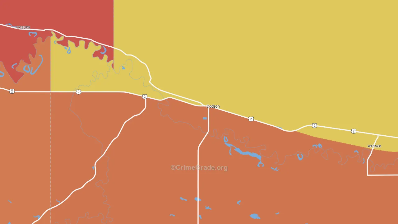 Dodson, MT Map of Burglary Rates