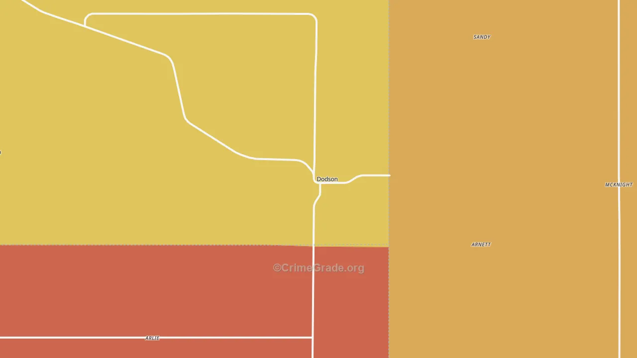 Dodson, TX Map of Burglary Rates