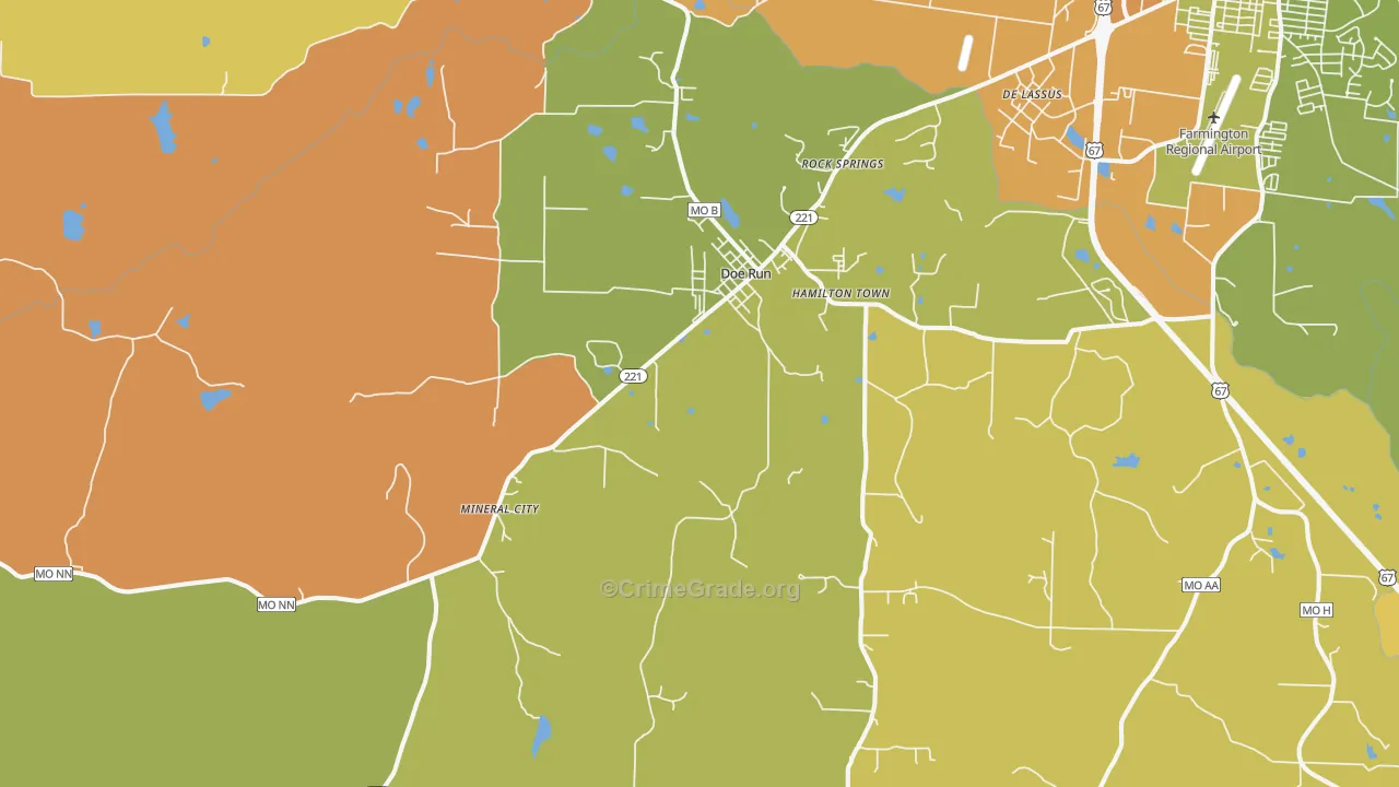 Doe Run, MO Map of Burglary Rates