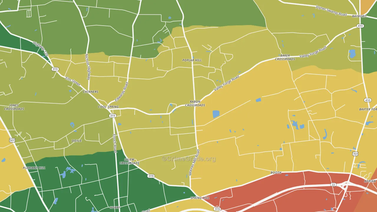 Dog Bluff, SC Map of Burglary Rates