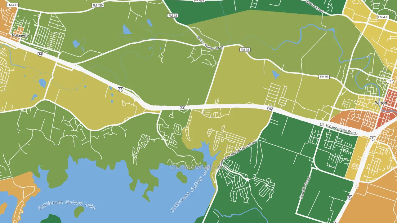 Dog Ridge, TX Map of Burglary Rates