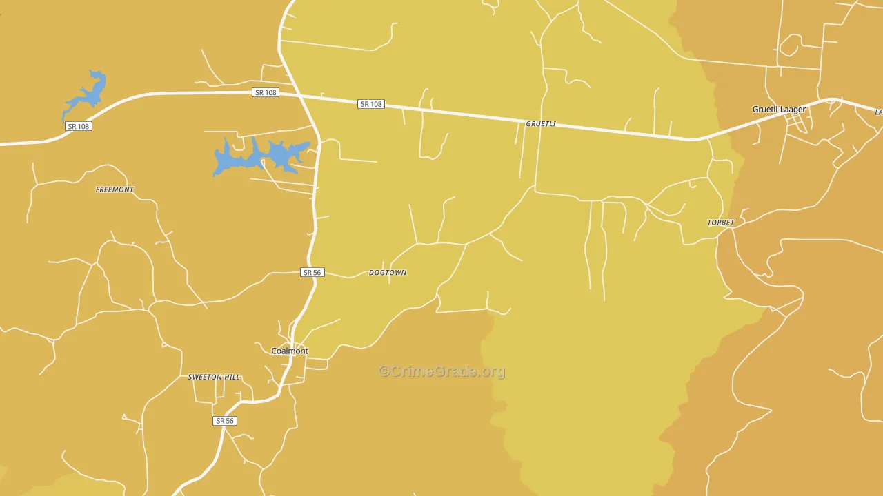 Dogtown, TN Map of Burglary Rates