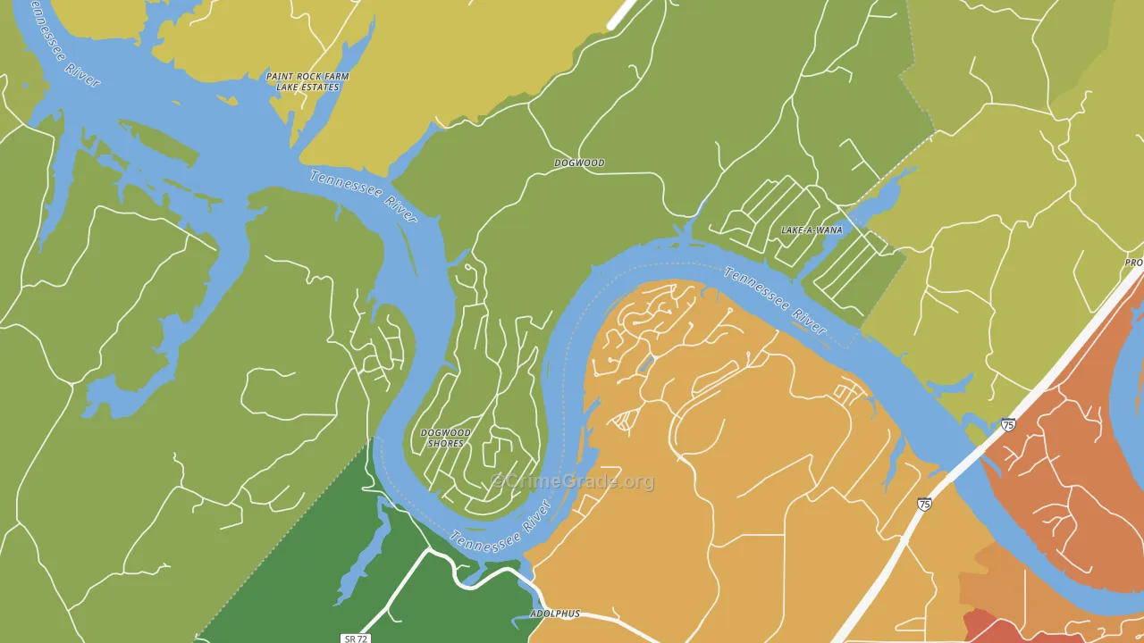 Dogwood, TN Map of Burglary Rates