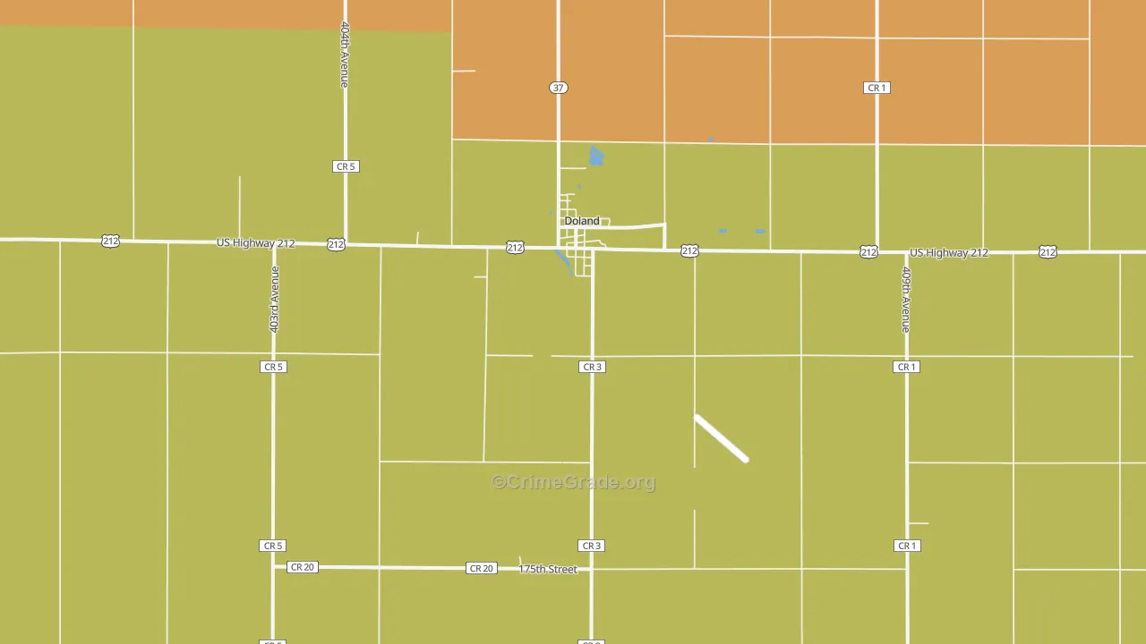 Doland, SD Map of Burglary Rates