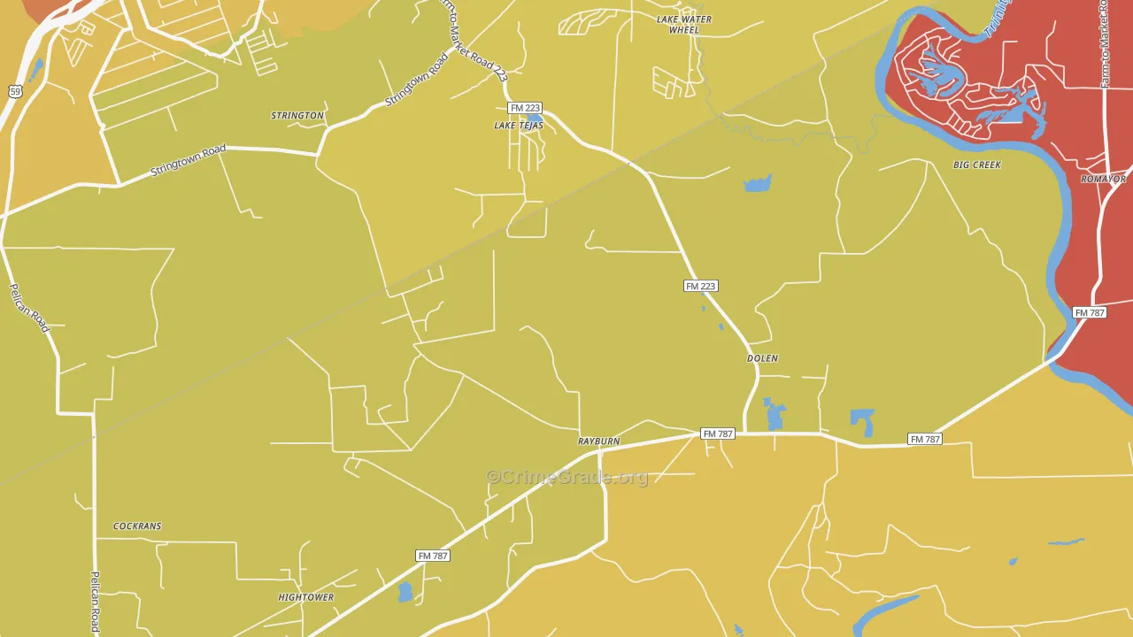 Dolen, TX Map of Burglary Rates