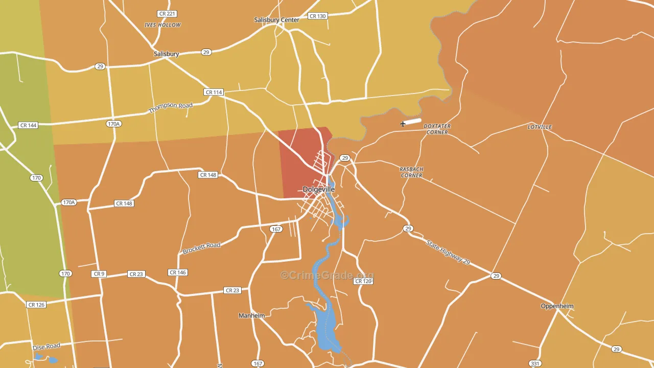 Dolgeville, NY Map of Burglary Rates