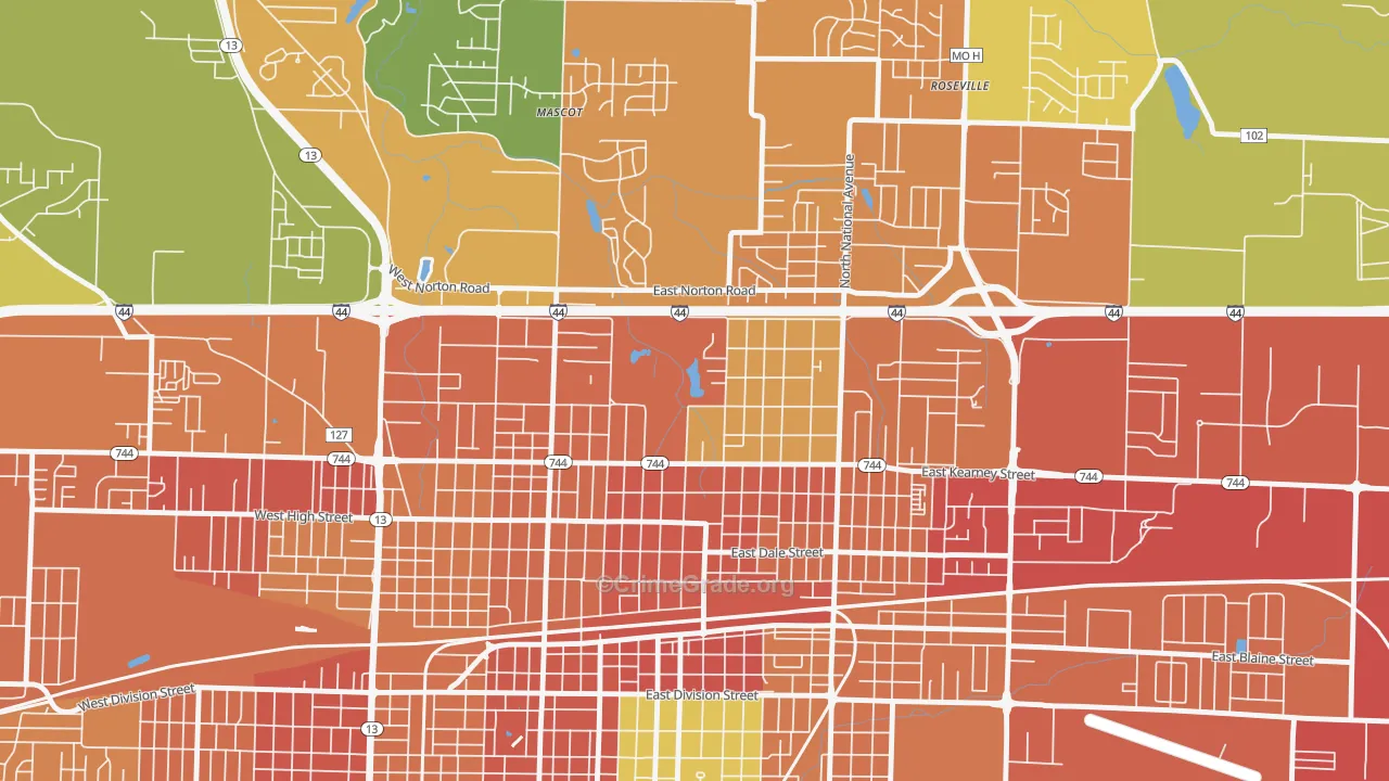 Doling, Springfield, MO Map of Burglary Rates