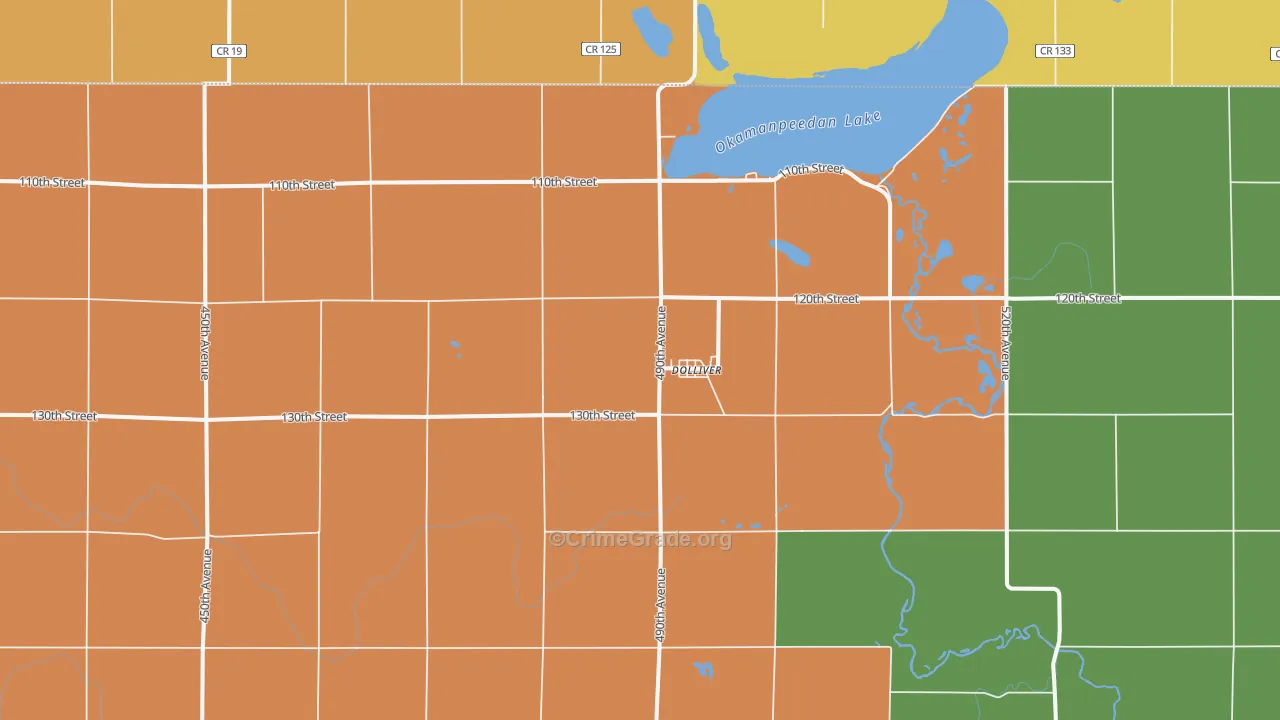 Dolliver, IA Map of Burglary Rates
