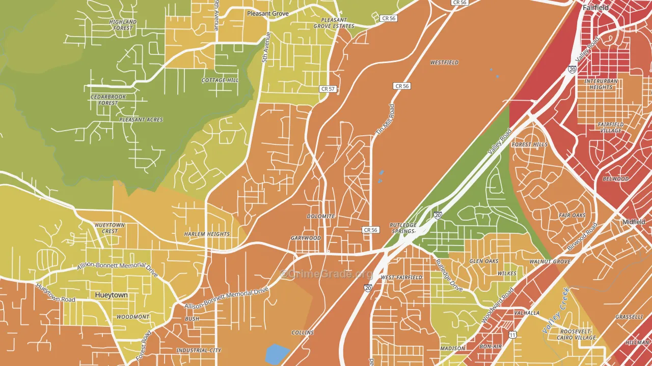 Dolomite, AL Map of Burglary Rates