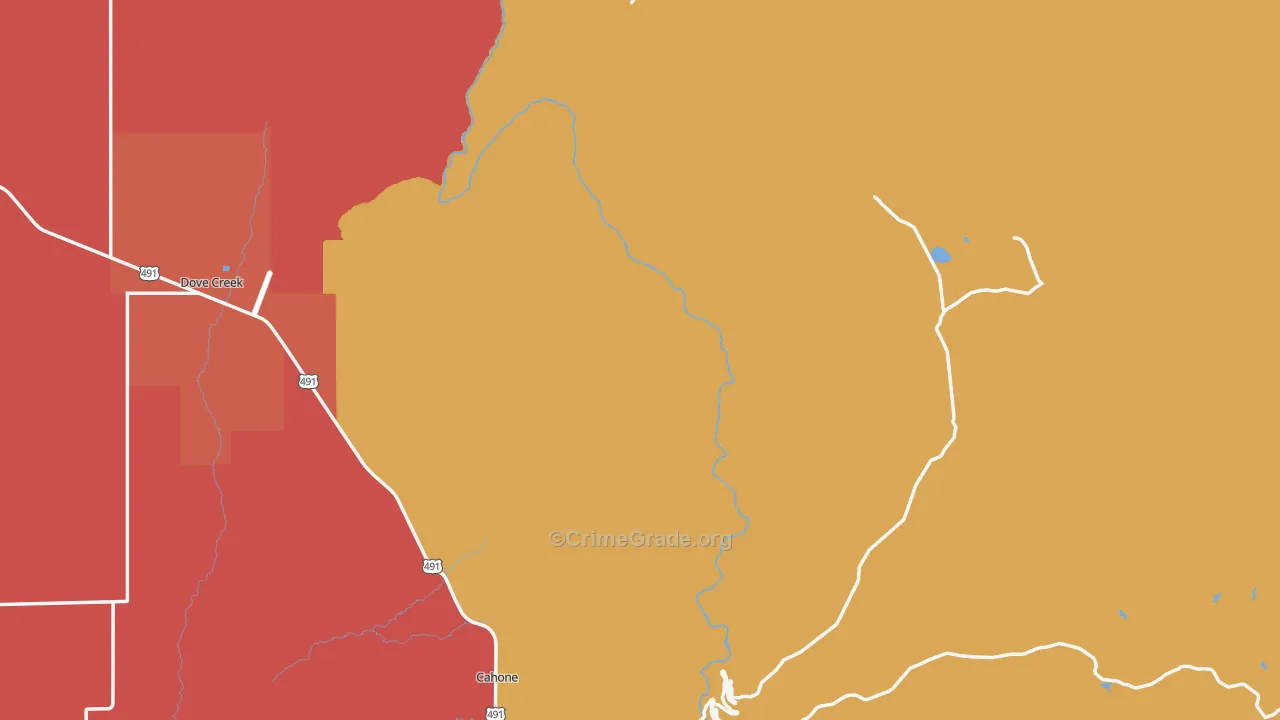Dolores County, CO Map of Burglary Rates