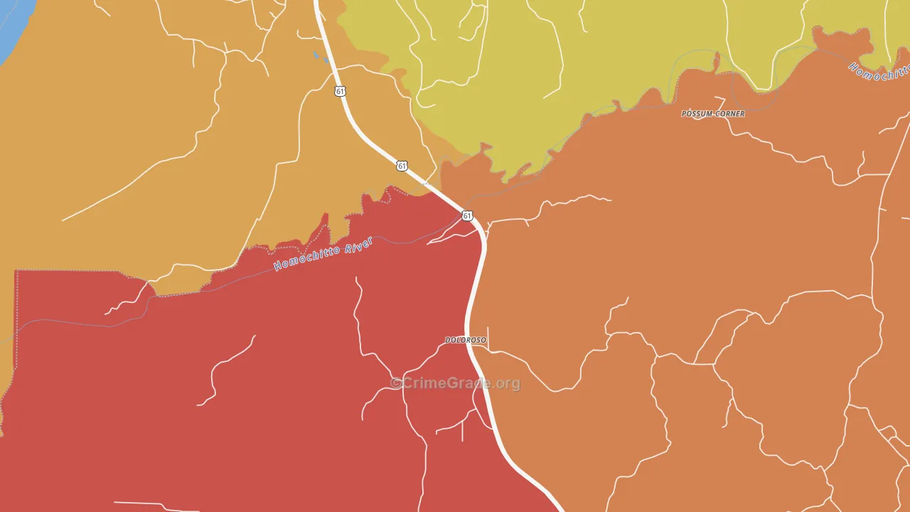 Doloroso, MS Map of Burglary Rates
