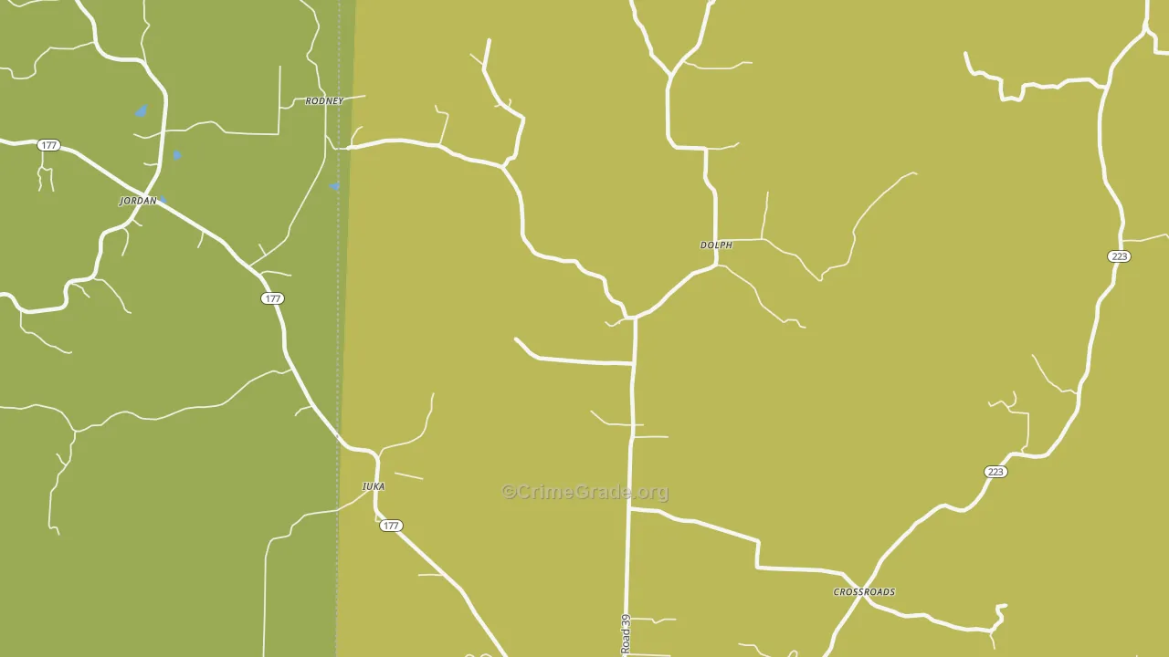 Dolph, AR Map of Burglary Rates