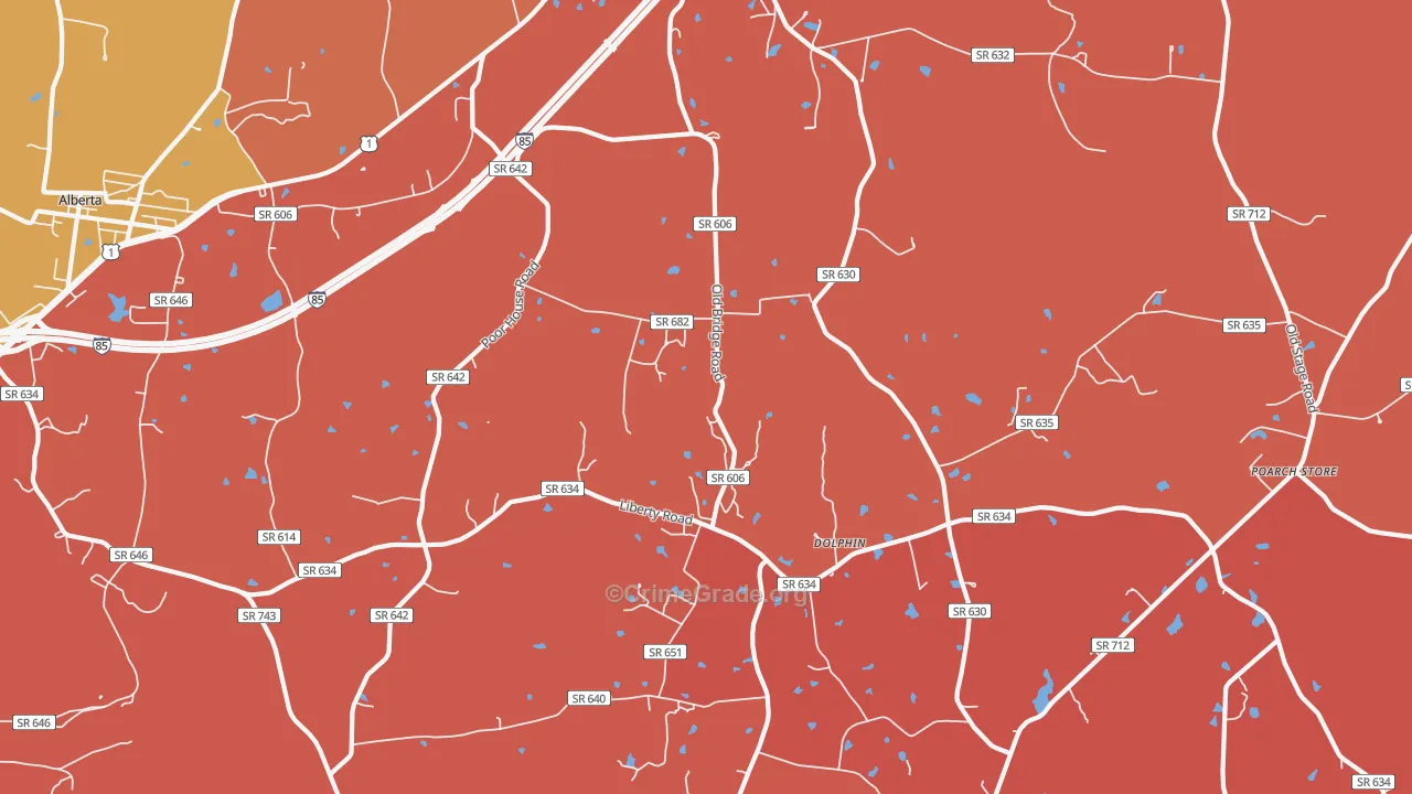 Dolphin, VA Map of Burglary Rates