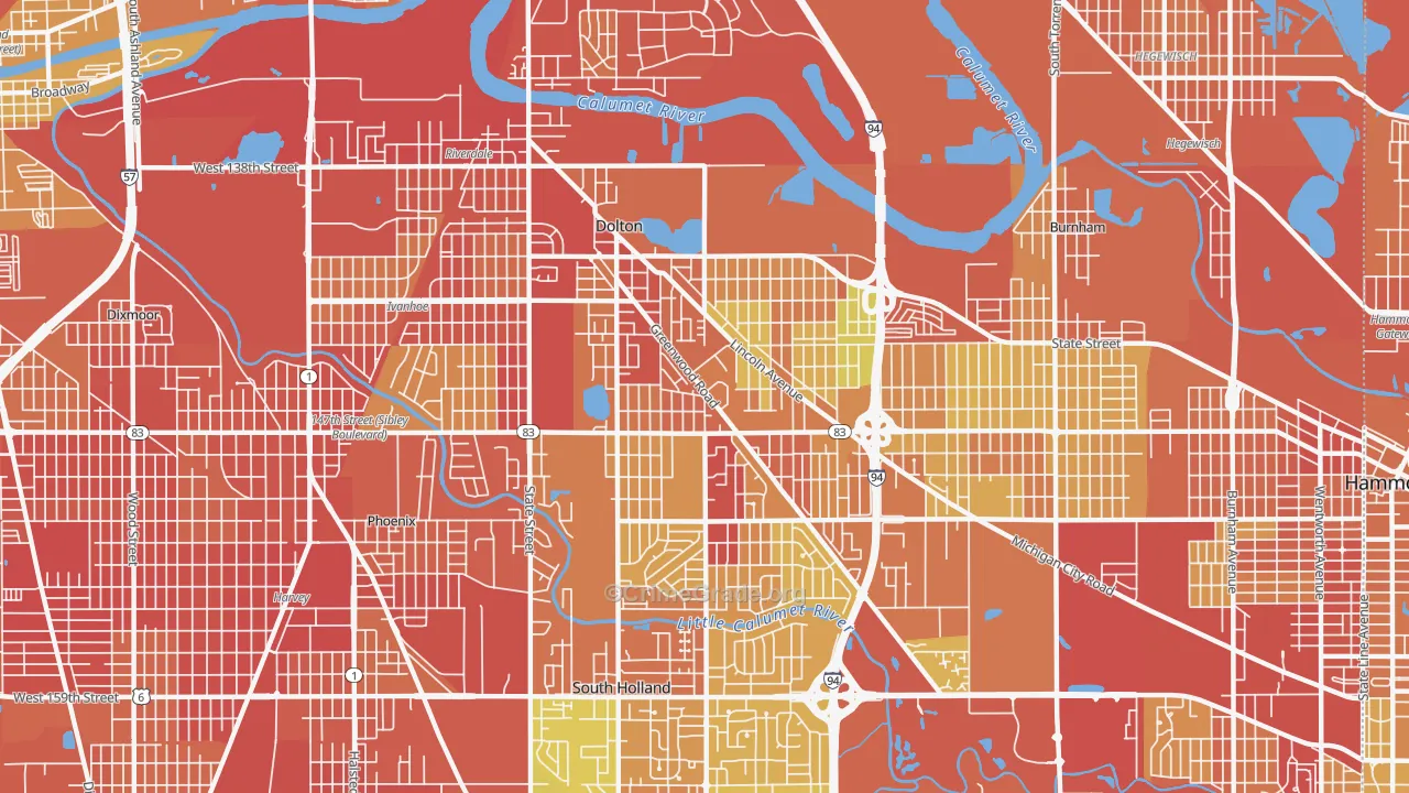 Dolton, IL Map of Burglary Rates