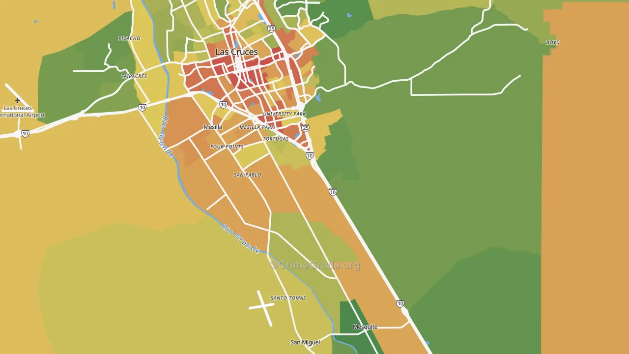 Dona Ana County, NM Map of Burglary Rates