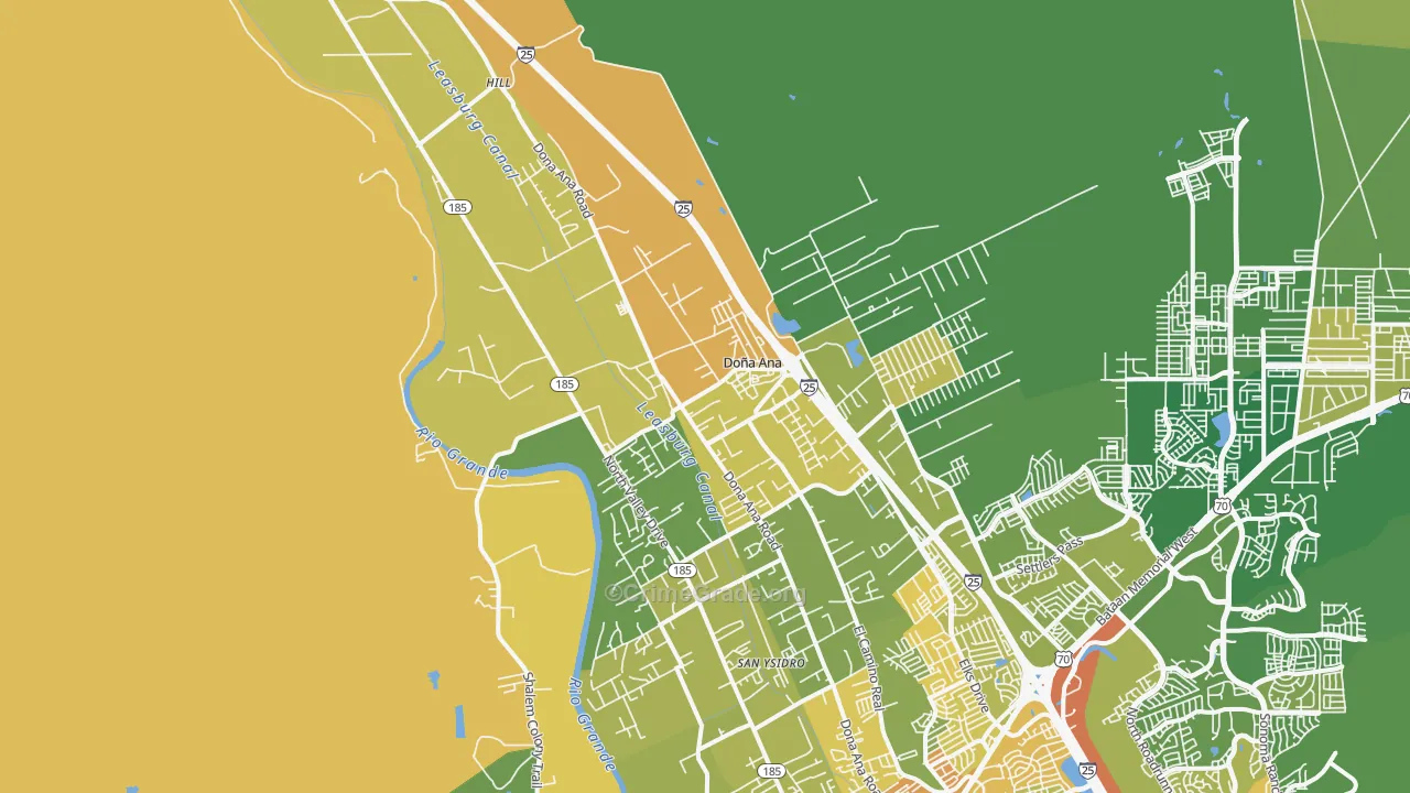 Dona Ana, NM Map of Burglary Rates